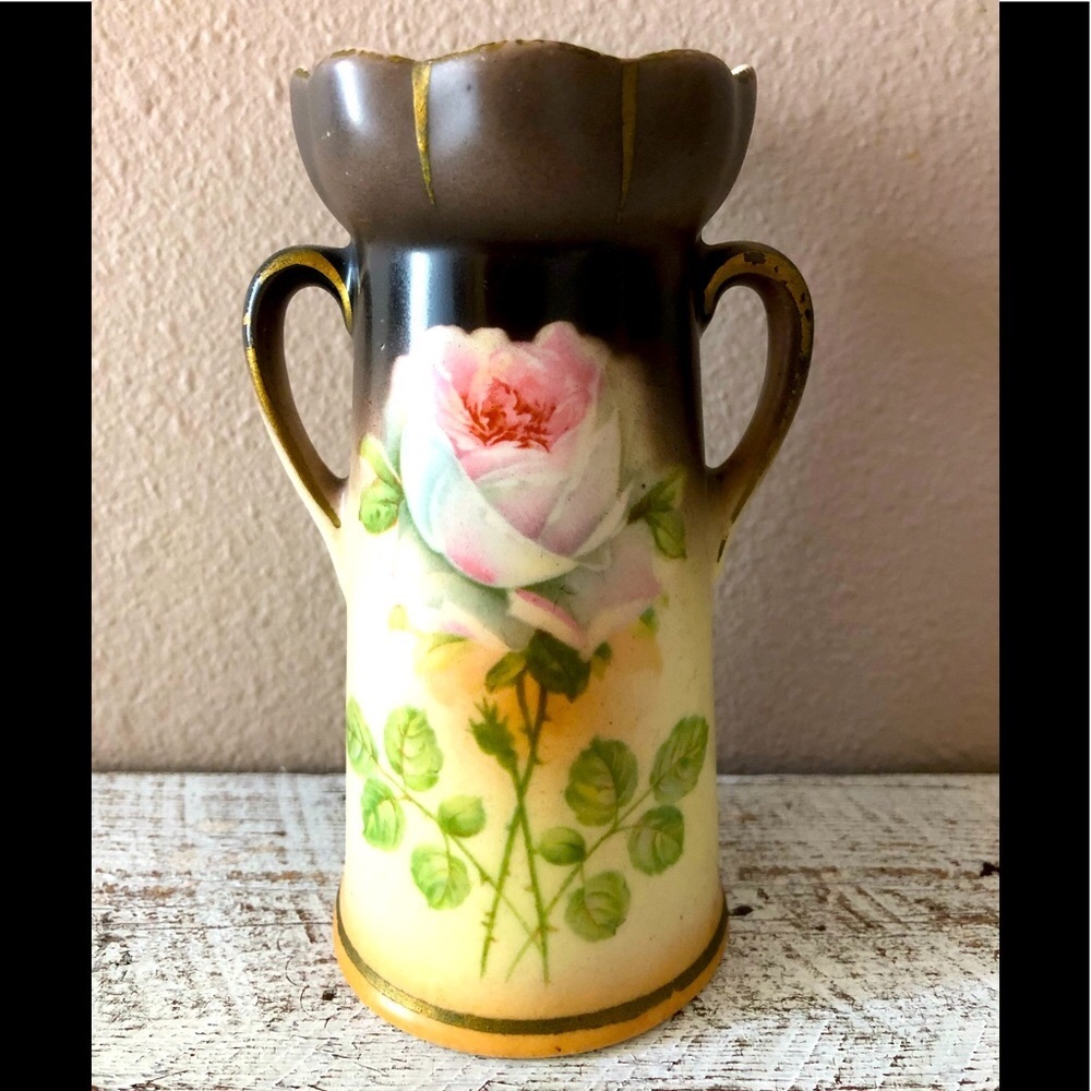 Hand Painted Ceramic Vase from Czechoslovakia